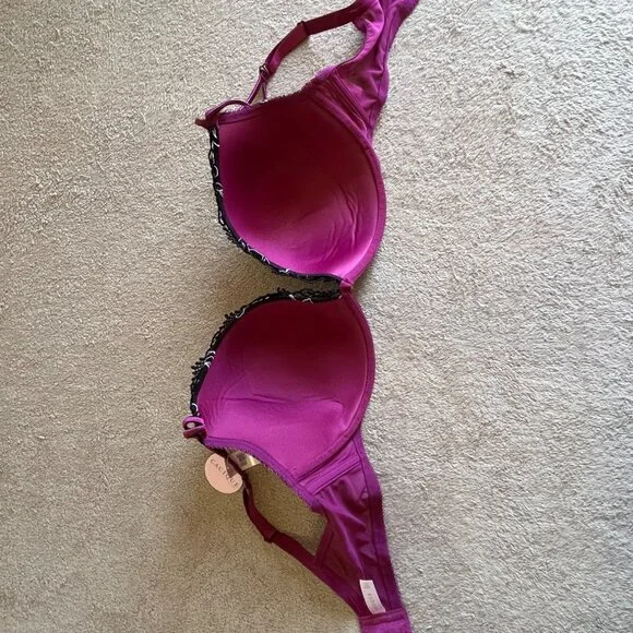 Cacique Plunge Bra 42DD Embroidered Lace Plum NWT - Picture 8 of 8